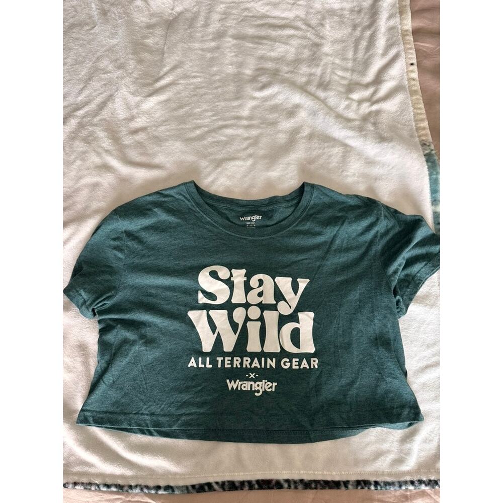 Wrangler All Terrain Gear Stay Wild Graphic Crop Top - Hiking Camping Tee M